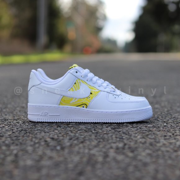 Nike Air Force One Lpw Yellow Lemon Bandana Custom NWT - Picture 2 of 8